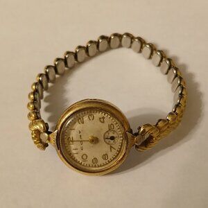 Vintage Cort Women's Gold Tone Swiss Stretch Band Bracelet Wrist Watch Sub Dial